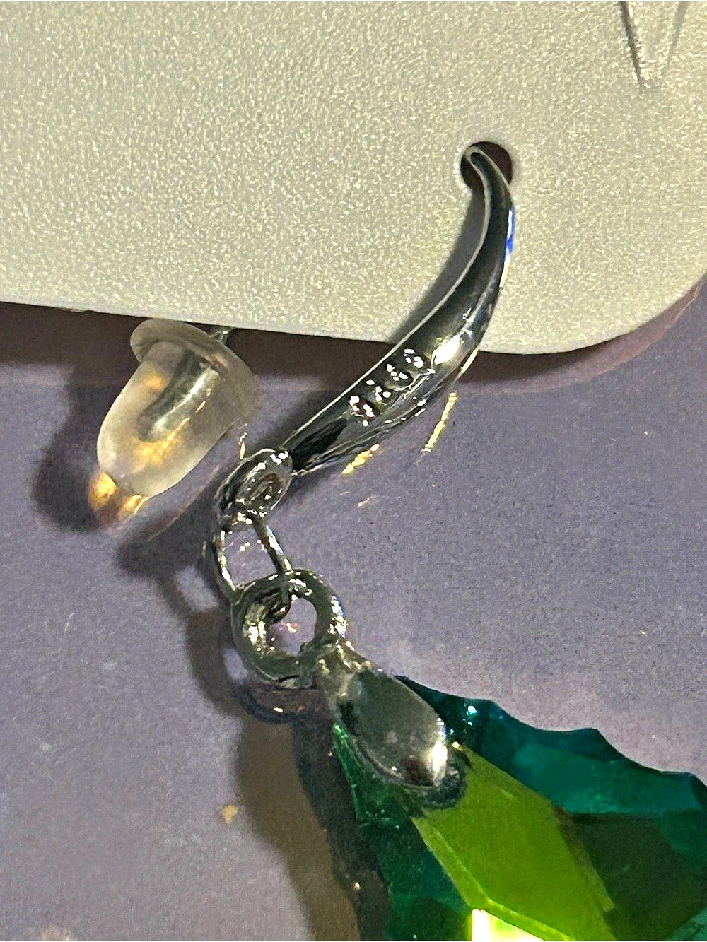 Faceted Green & Blue Drop Silver Earrings NWT - Picture 4 of 5